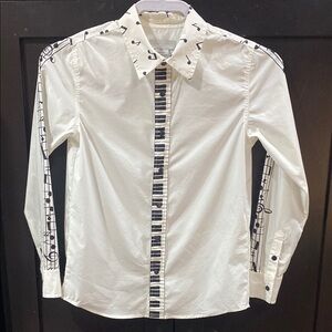 Stella McCartney Kids Piano Musical Note White Boys Dress Shirt size 10